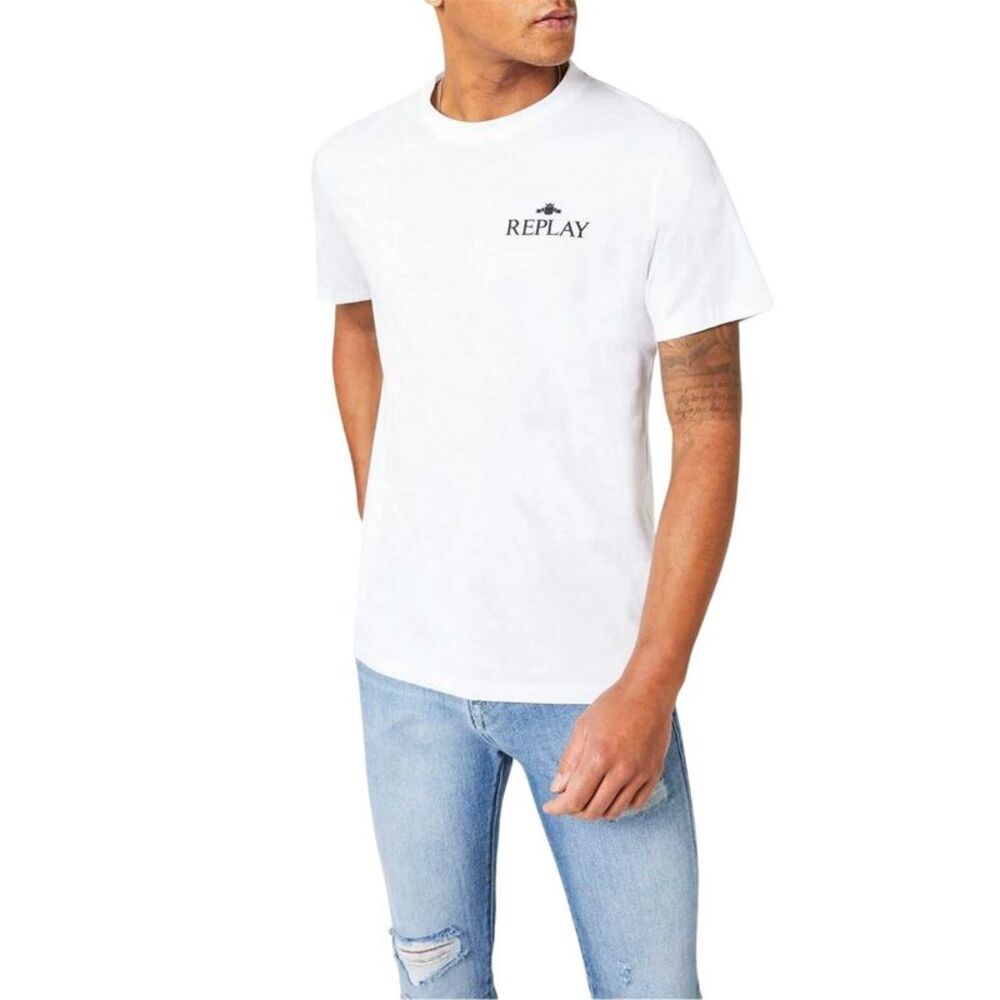 Replay Mens Small Logo T-Shirt / White